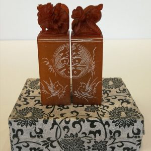 Pair Carved Stone Stamps-寿山石图章